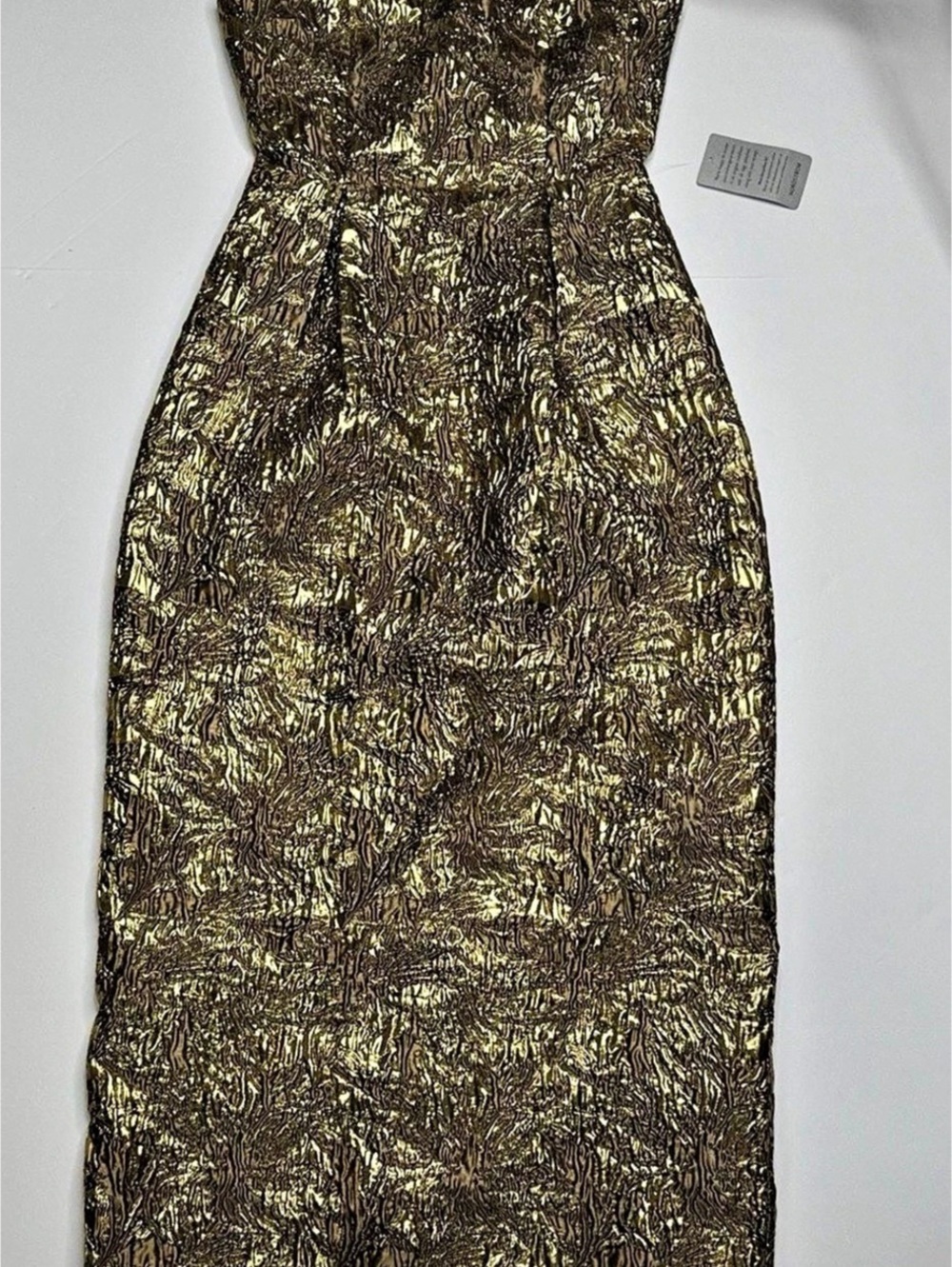 Lulus Kya Metallic Brocade Strapless Cocktail Dress Gold Abstract Strapless Maxi
